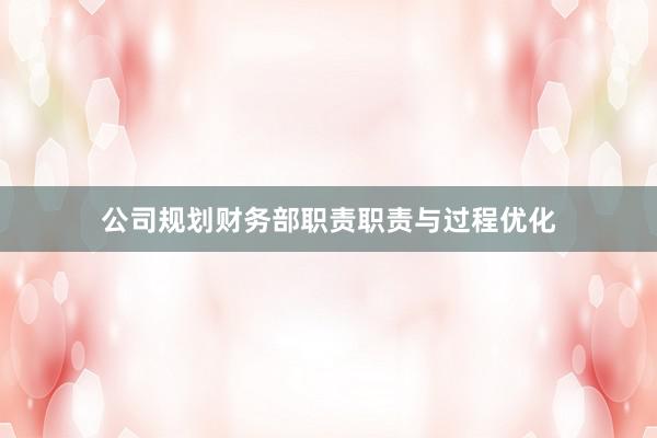公司规划财务部职责职责与过程优化